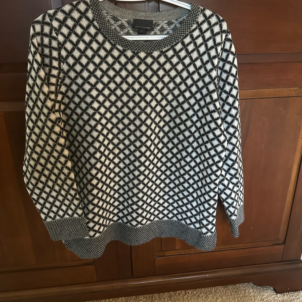 J. Crew Black and White Crew Neck Sweater